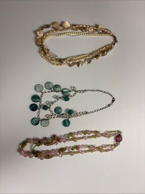 Lot of three necklaces. Mix of seed bead/ceramic pieces.- Women's Jewelry